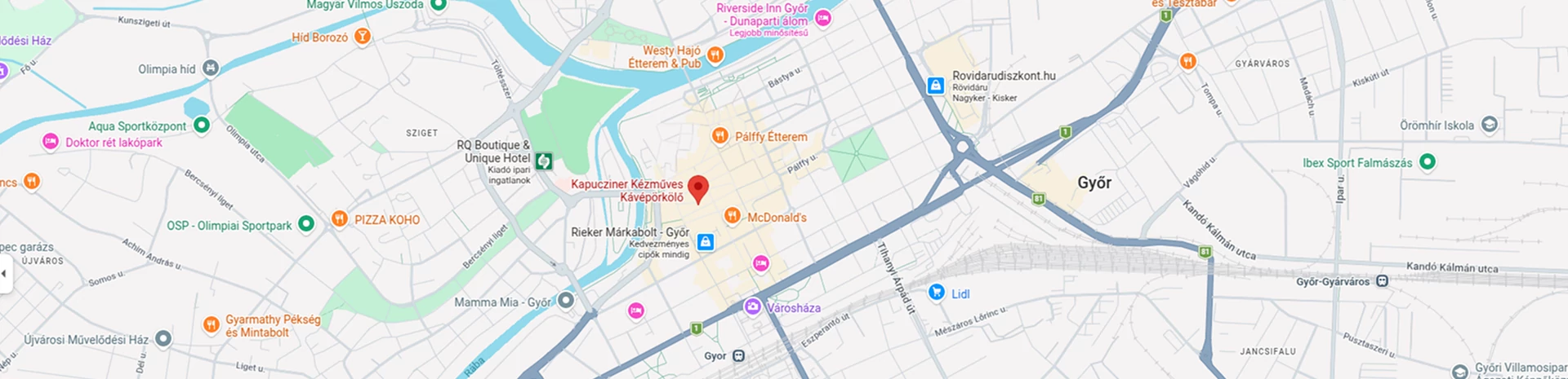 Térkép, amely az fizikai üzletet és környékét mutatja.